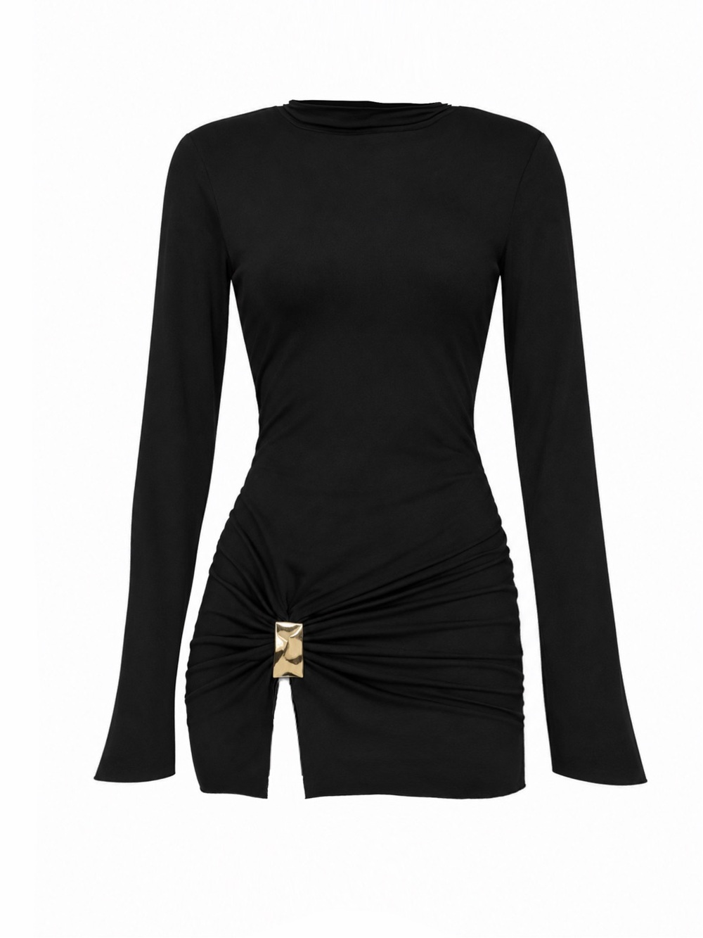 NEW Long-Sleeve Twist-Front slit dress na-kd motel rocks beginning boutique sabo